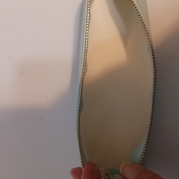 PU LeatherSmall Slim Cosmetic Pouch Storage Waterproof Zipper Pouch Pale Lt Blue - Picture 4 of 4